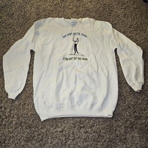 Vintage Gildan White Golf Graphic Crewneck Sweatshirt Size L Funny Puns